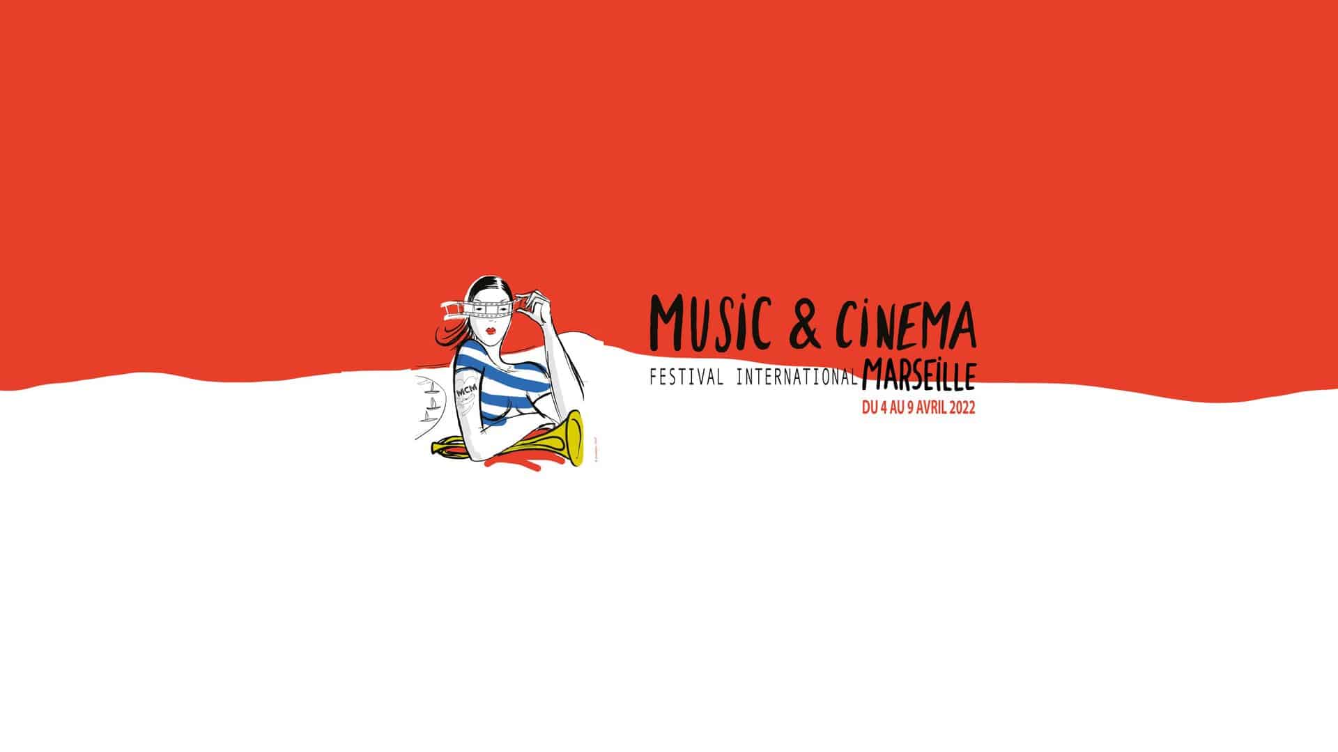 Affiche du festival Music & Cinéma à Marseille, avec un enfant écoutant de la musique et regardant u.